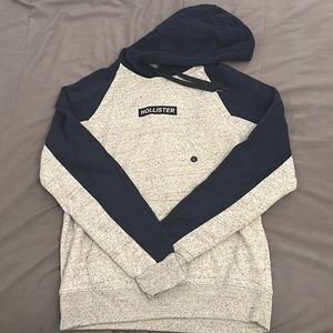 Men Hollister Gray and Navy Blue Sweatshirt